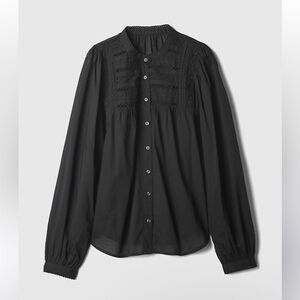 Gap Puff-Sleeve Lace-Trim Shirt